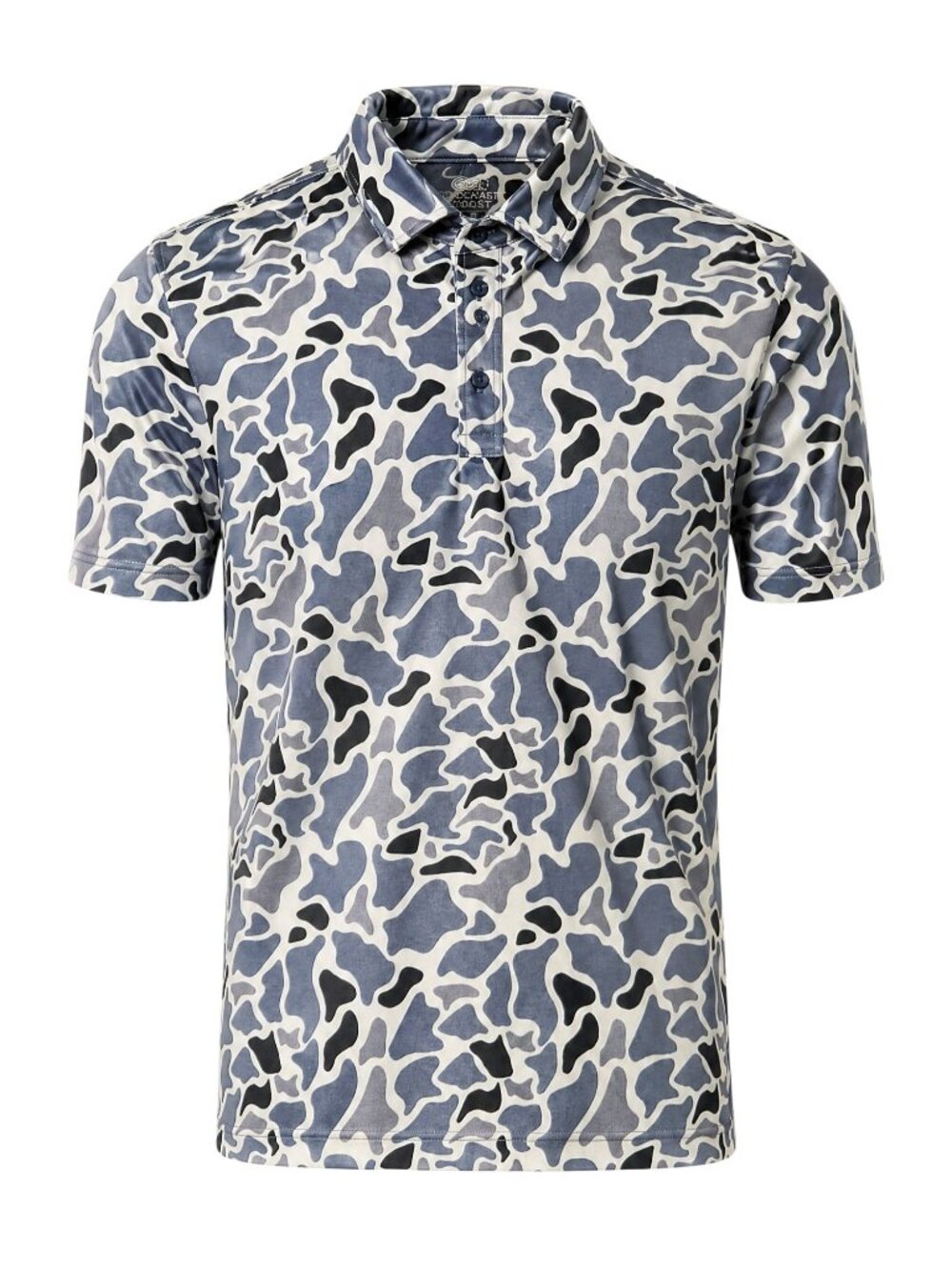 Ocean + Coast Mens Blue Camo Short-Sleeve Polo Shirt Medium